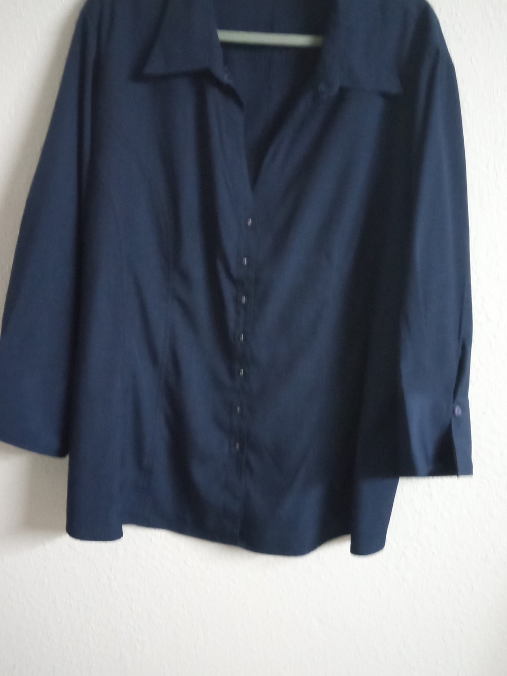 CATO Plus Size Navy Button Up Long Sleeve Taylored Blouse